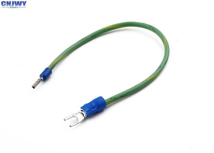 Haz de cables de encargo del conector de cobre verde/color del amarillo con el terminal de la espada