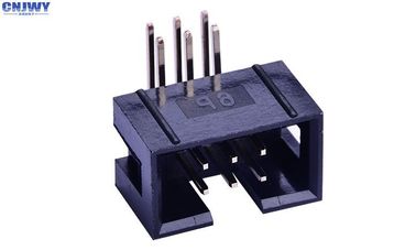 Ángulo recto 2 * 3 Conector de cabezal de caja 2.54 mm a través del agujero Resiste la tensión 500V