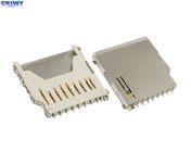 Portatarjetas micro plateado oro del Sd, conector de tarjeta de memoria SD largo de cobre lleno