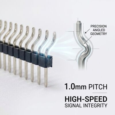 Conector de encabezado de pin masculino de doble fila y ángulo derecho de 2.54 mm Pitch 90 grados PCB de 80 pines a través del agujero
