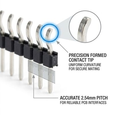 Ángulo derecho de una sola fila conector de cabeza de pin masculino 2.54mm Pitch 90 grados PCB a través del agujero
