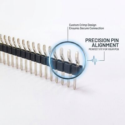 Ángulo derecho de una sola fila conector de cabeza de pin masculino 2.54mm Pitch 90 grados PCB a través del agujero