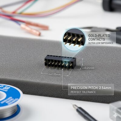 Grado automotriz 2.54MM Conector de cabezal femenino de fila doble Oro Flash PA9T PCB de alta vibración a través del agujero IP67