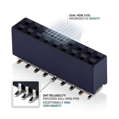 Grado automotriz 2.54MM Conector de cabezal femenino de fila doble Oro Flash PA9T PCB de alta vibración a través del agujero IP67