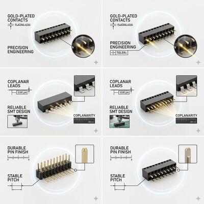 Low Profile 1.27MM Pitch Right Angle SMD Female Header Connector Dual Row Gold Flash Ultra-Slim PCB Design