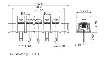 22-12AWG Conector de bloque de terminal de tornillo de alambre 1*08P Fuente de alimentación conmutadora DIP