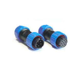 Diámetro 25mm Conector de enchufe de aviación 7 pin Negro y azul 5A Conexión de cable