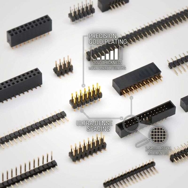 Conector de encabezado de pin masculino de doble fila de apilamiento elevado de 2,54 mm de altura extendida de la placa de PCB