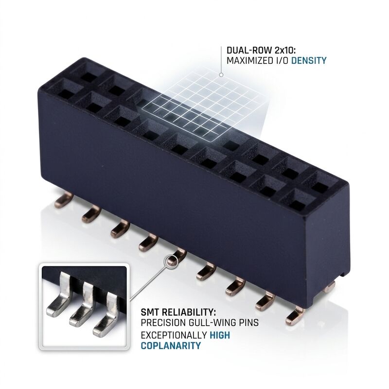 Grado automotriz 2.54MM Conector de cabezal femenino de fila doble Oro Flash PA9T PCB de alta vibración a través del agujero IP67
