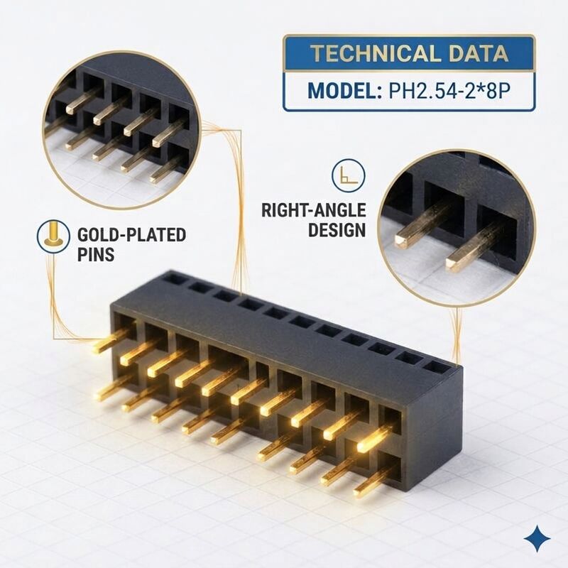 Conector hembra de triple fila de 2.54 mm, 3x40P, de inserción, con flash dorado PA6T