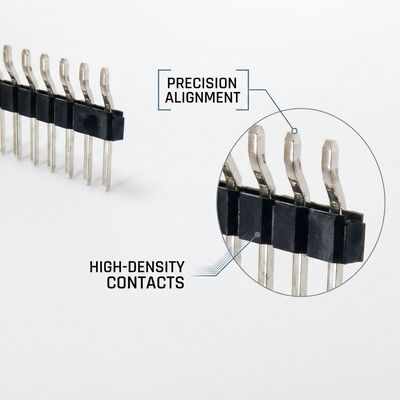Conector de cabezal macho redondo de pasador de máquina, paso de 2,54 mm, contactos mecanizados de precisión, PCB de doble fila
