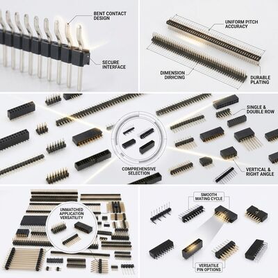 Ángulo derecho de una sola fila conector de cabeza de pin masculino 2.54mm Pitch 90 grados PCB a través del agujero