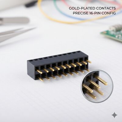 Alturas elevadas 8.5MM 2.54MM Pitch Dual Row Header Female Socket Gold Flash PA6T a través del conector de pie de agujero