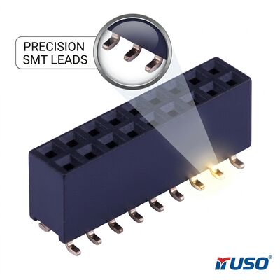Conector de cabezal hembra de doble fila con paso ultra fino de 1.0MM, flash dorado, PA6T, 04P-80P, conector hembra de alta densidad para PCB