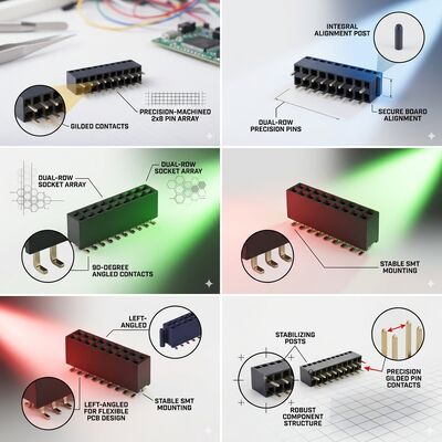Conector hembra de paso 2.0MM PA9T de alta temperatura, fila doble, conector hembra para PCB con baño de oro de 04P-60P