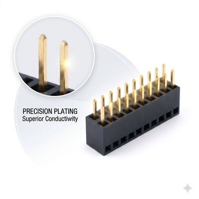 Zócalo horizontal del soporte del PWB del conector hembra de ángulo recto del jefe de la sola fila de la echada de 1.00m m